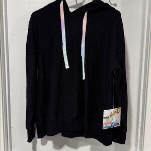 Jadelynn Brooke Black Hoodie with Pink Drawstrings